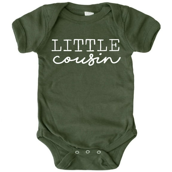 Little Cousin Bodysuits for Baby and Toddler Fun Family Outfits White on Military Green Bodysuit 24 Months