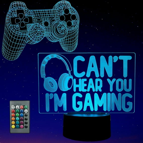 YSITIANNA Gaming Night Light for Boys Room, 3D LED Illusion Lamp 2 Patterns 16 Colors Changing Dimmable Decor, Touch & Remote Control, Birthday Christmas Funny Gift Girl Kids Men Gamer STNL#4713