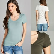 Essential Basic Women's Classic Short Sleeve Scoop Neck 6 Pack Tshirts, White, Medium