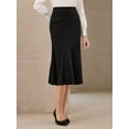 thumbnail image 4 of DARING DIVA Women's High Elastic Waist Fishtails Midi Skirts for Work S Black, 4 of 6