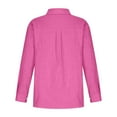thumbnail image 5 of YI YI Linen Shirts for Women V Neck Button down Blouse Long Sleeve Office Work Tops Vintage Vacation Tees Shirt Blouse Tops M Hot Pink, 5 of 5