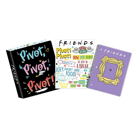 Warner Brothers Friends Stationary Bundle, 3-Ring, 1" Binder, Spiral Notebook, Folder