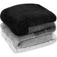 thumbnail image 2 of Flannel Fleece Ombre Throw Blanket for Couch | Soft Cozy Microfiber Couch Gradient Accent Blanket | Warm Lightweight Blanket for Sofa Chair Bed | All Season 50x60 Inches Black, 2 of 6