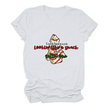 

Womens Tops Corset Tops for Women Women s Funny Christmas Print Short Sleeved Women s Tops Christmas Tree Letter Print T-shirt White Long Sleeve Shirts for Women Valentine Shirts for Women