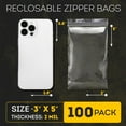 thumbnail image 2 of Clear Zipper Bags, Reclosable Plastic Pouches, 100 Count, 3 x 5 in, 2 of 8