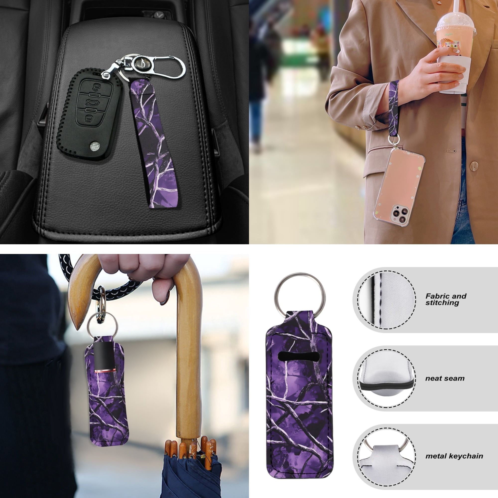 Jeiento Purple Camo Hunting Car Seat Cover Full Set with Steering Wheel Cover Seat Belt Pads Cup Holders Keychain for Most Vehicles Auto Accessories Fit for Most Vehicles