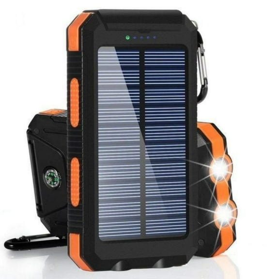 Solar Charger 20000Mah Power Bank Portable Solar Phone Charger, Camping Waterproof External Battery Charger For Cell Phone, 2 Usb/Led Flashlight With Compass For Outdoor Activities