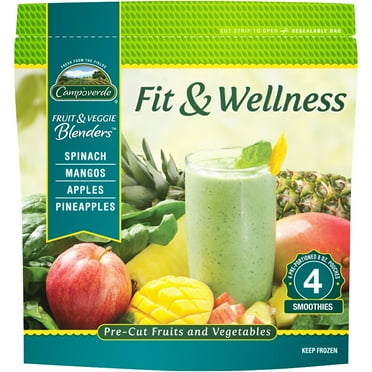 Campoverde 4 Packs Frozen Fruit & Veggie Smoothie Mix, Fit & Wellness, No Added Sugar, 32 oz