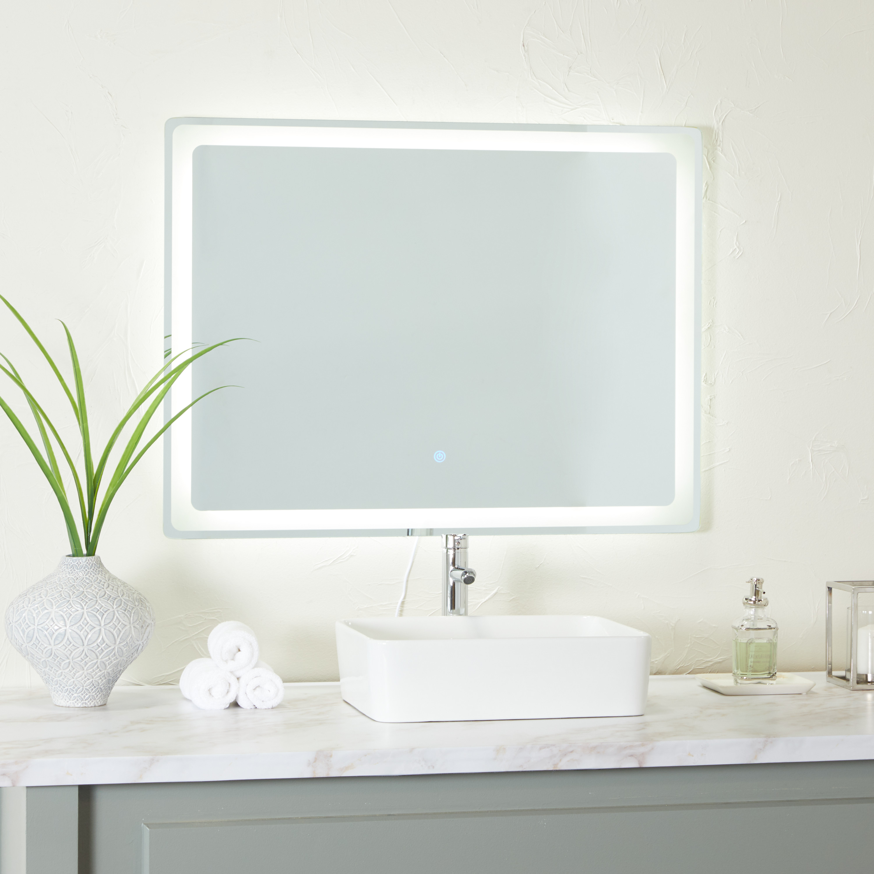 47 x 23.6 Wall Mounted Bathroom Mirror with LED Light Anti-Fog - Silver