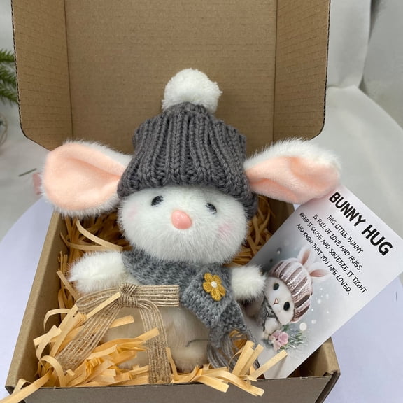 Easter Mini Bunny Hug Cute Easter Gift Crochet Animals Rabbit Doll with Inspirational Card for Women Girls