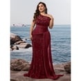 thumbnail image 3 of AURA Plus Size Evening Dress Square Neck Sleeveless Beaded Slim Fit Party Long Dress Teal Blue Wine Red, 3 of 6