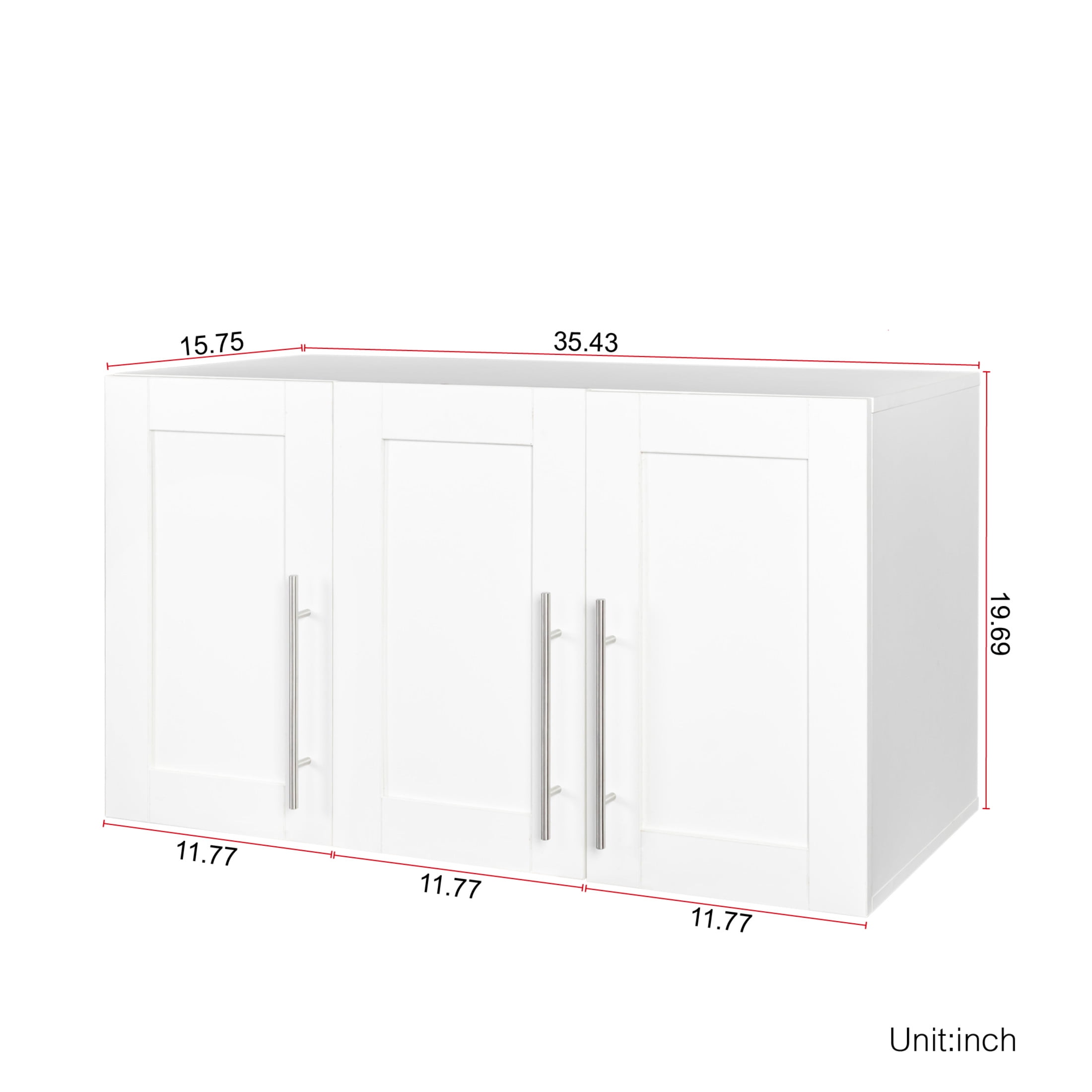 Noble House Frederick 35.43" Wall-Mounted Stackable Storage Cabinet, Adjustable Shelves, Space-Saving, White