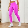 thumbnail image 2 of GPOECD Seamless Leggings for Women Lifting Workout Low Rise Control Athletic Activewear Stretchy Yoga Pants for Women,04_Hot Pink,L, 2 of 5
