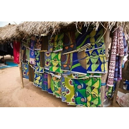 West Africa Benin Textiles in thatched market Canvas Art - Aldo Pavan DanitaDelimont (24 x 15)
