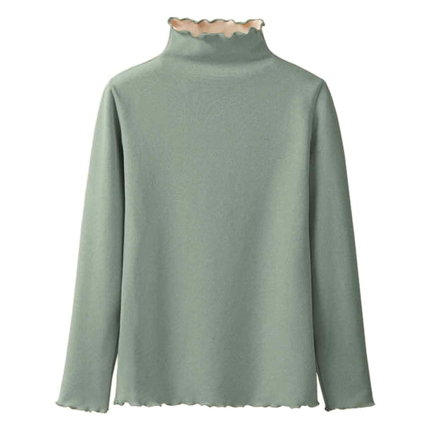1 pieza de camisa baja con medio cuello alto - verde - talla única (80-140 libras)