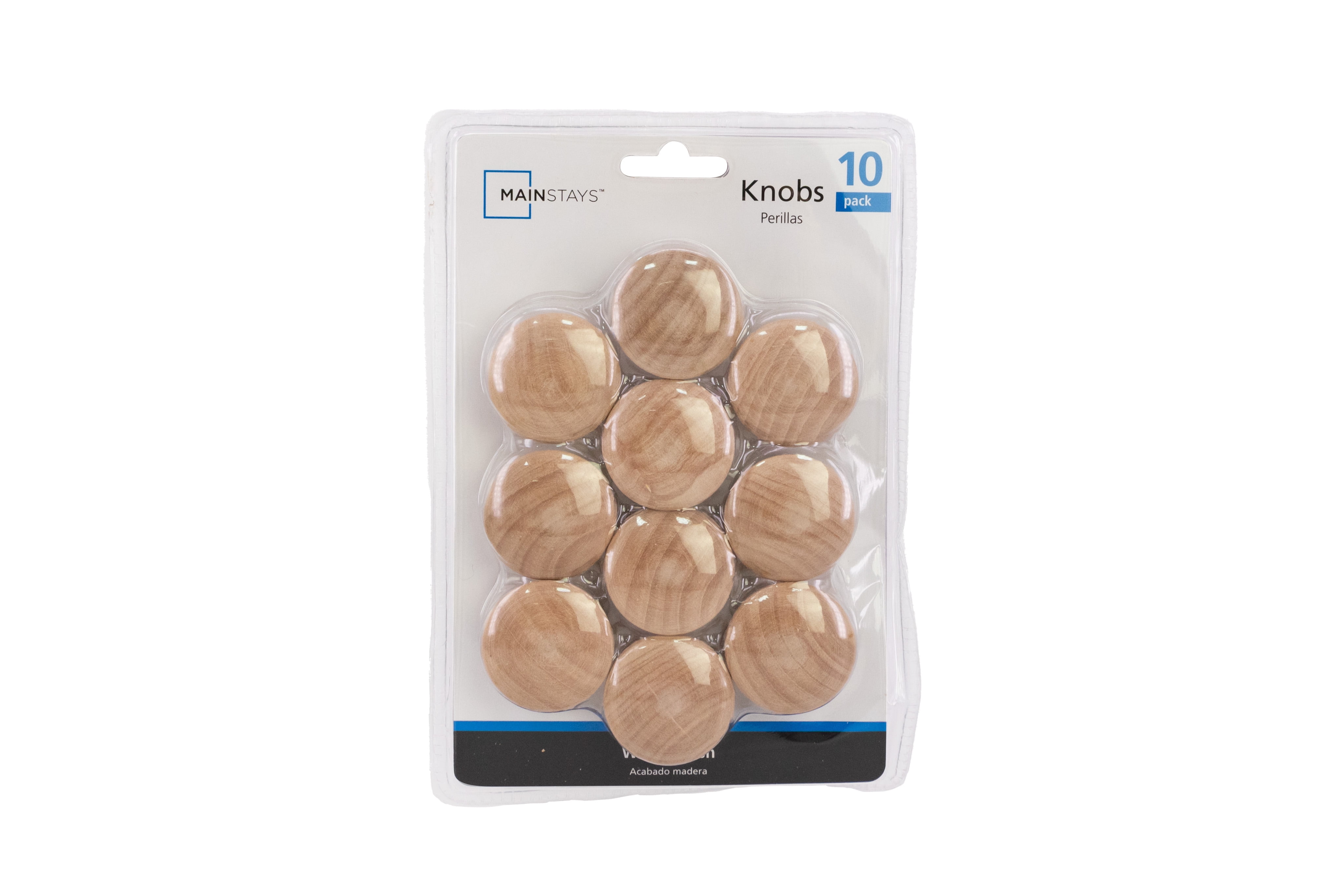 (2 pack) Mainstays 1-1/2" (38mm) Round Cabinet Knob, Unfinished Wood, 10 Pack