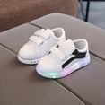 thumbnail image 2 of huajiao Infant Baby LED Light Up Shoes Boys Girls Glowing PU Leather Non 𝗦lip Walking Shoes Spring Lightweight Sneakers, 2 of 2