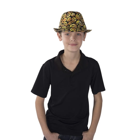 Estampado de emoticonos de Fedora Hat Dress Up America, talla única