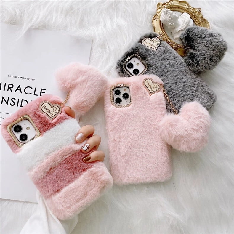 Iphone 12 Pro Max Case 3d Cute Fur Girls Hard Back Cover Full Body Winter Warm For Apple Iphone 12 Pro Max Walmart Com