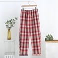 thumbnail image 2 of Busydd Men Pajama Pants Trendy Plaid Loungewear Pants Elastic Waist Baggy Casual Pants Lightweight Comfy Straight Leg Pants Drawstring Cotton Sleepwear with Pockets, 2 of 4