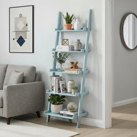 Convenience Concepts American Heritage 5-Shelf Ladder Bookcase Sea Foam