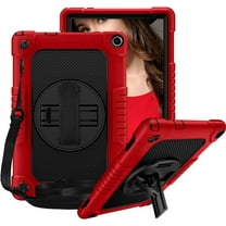 FIEWESEY for Walmart Onn 10.1 Inch Gen 3 2022 Tablet Case,Shockproof Kids Cover for Wlamrt Onn 10.1 Inch Gen 3 (Model:100071485 )Case With 360° Rotatable Kickstand Handle&Shoulder Strap(Red/Black)