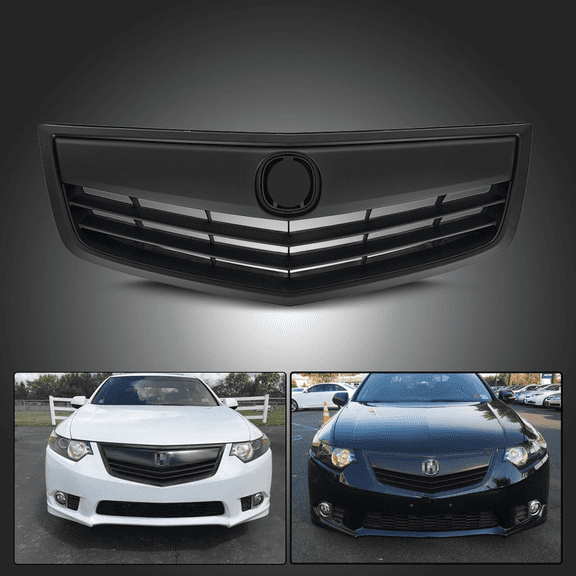 Fit For 11 2011 2012-2014 Acura TSX Matte Black Grill Front Bumper Upper Grille