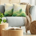 thumbnail image 5 of Ambesonne Landscape Throw Pillow Cover 2 Pack, Sunrise on Rural Valley, 18", Cream Fern Green, 5 of 7