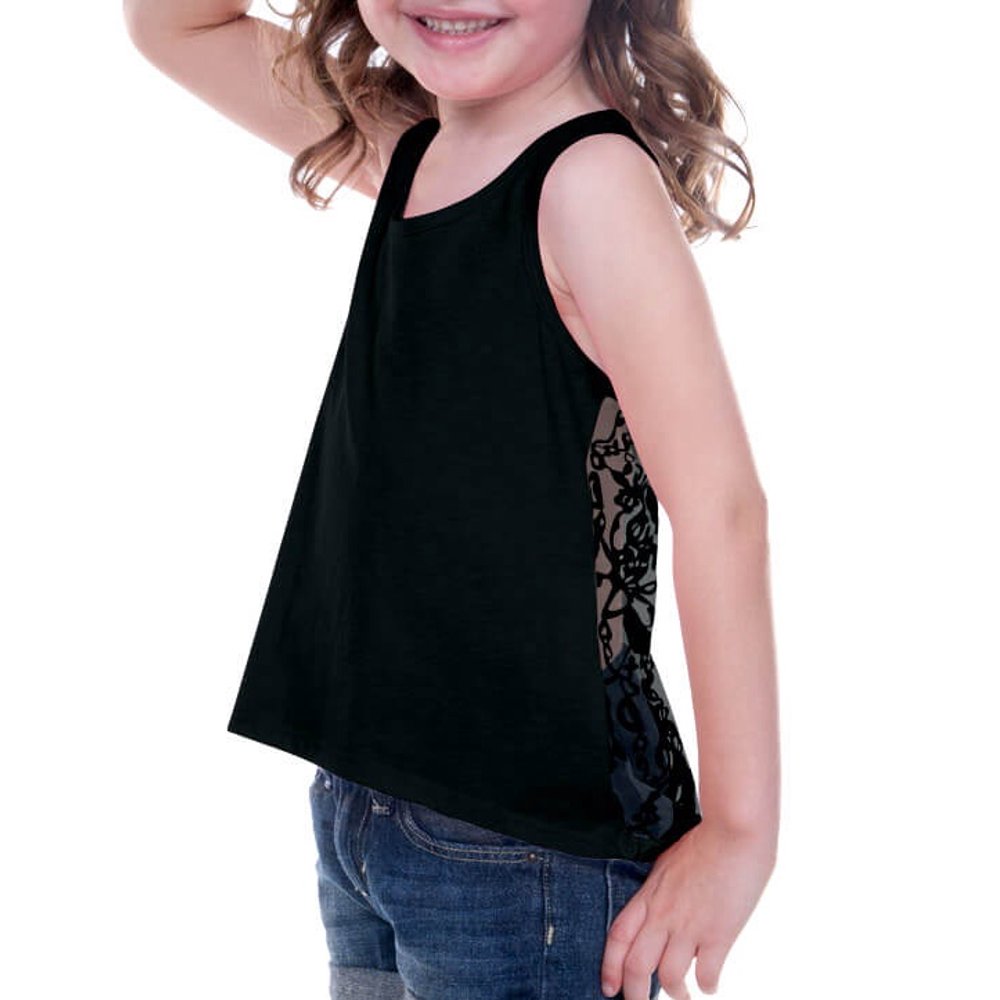 Kavio Kavio! Little Girls 36X Jersey High Low Lace Back Tank Black 4