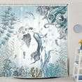 thumbnail image 2 of Mermaid Shower Curtain, Sea Ocean Octopus Coral Reef Fish Seashell Jellyfish Theme Waterproof Fabric Bathroom Curtains, Teal and Blue Sea Ocean Bathroom Shower Curtain with 12PCS Hooks, 47X64IN, 2 of 5