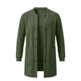 thumbnail image 4 of TKKCS Mens Button Down Cardigan Jacket Crew Neck Mid‑Length Fall Winter Long Sleeve Casual Outerwear with Pockets Green XL, 4 of 7
