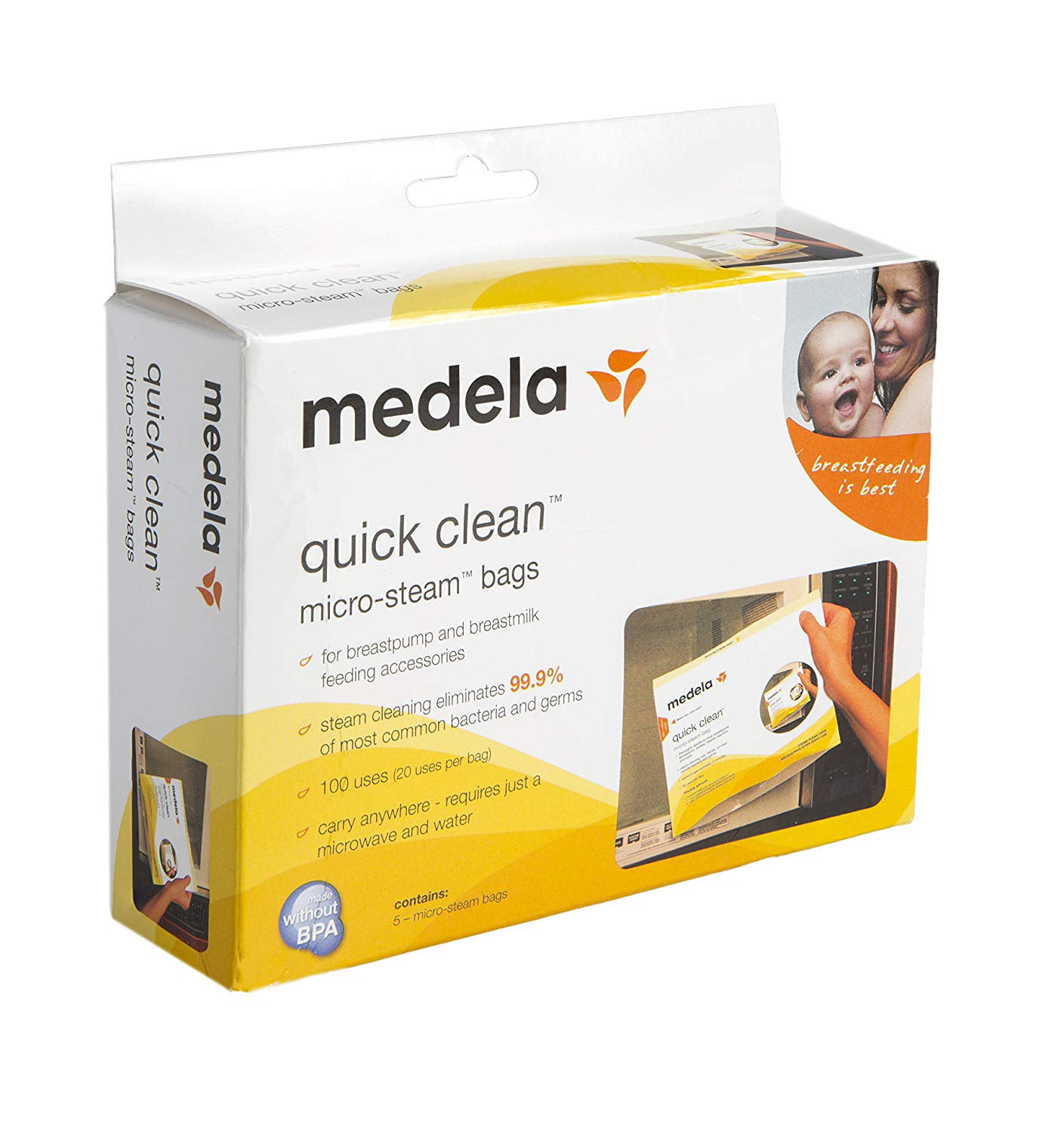 Medela Quick Clean Micro Steam Bags, 15 Count, Steam Bags for Bottles and  Breast Pump Parts, Disinfects Most Breast Pump Accessories 