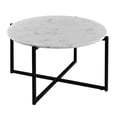 thumbnail image 6 of Ivy 30 Inch Marble Top Round Coffee Table with Metal Frame White and Black - Saltoro Sherpi, 6 of 7