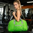 thumbnail image 5 of Lightweight Foldable Gym Duffle Bag with Separate Shoe Compartment Water Bottle Pocket Detachable Strap for Travel Sports Weekend Trip,Light Green, 5 of 7