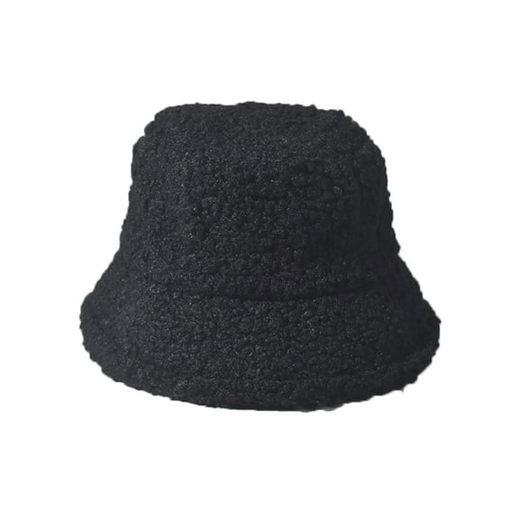 Tao Tao Fuzzy Bucket Hat For Women Furry Fur Bucket Hat Winter Warm Plush Fisherman Fluffy Sherpa Bucket Hat Black L