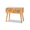 thumbnail image 2 of Baxton Studio Table Console en Bois Finition Chêne Brun à 2 Tiroirs avec Rotin, 2 of 5