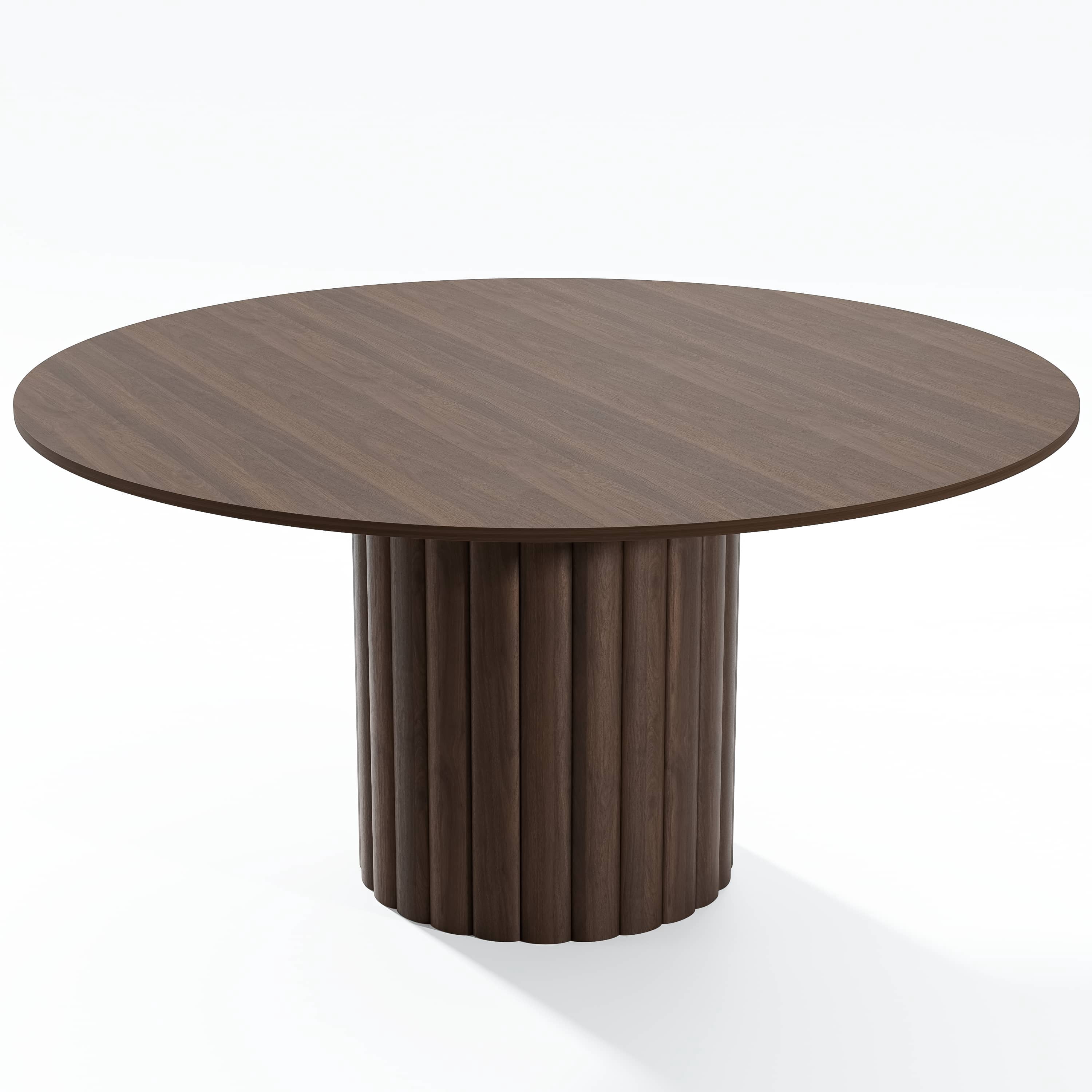 MAYEERTY 60" Wooden Round Table for 4，Mid-Century Kitchen Table for Dining Room Kitchen,Walnut