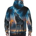 thumbnail image 3 of Bingfone Lonely Night Sky Wolf Men's Drawstring Hoodie Long Sleeve Pocket Sweatshirts-XX-Large, 3 of 6