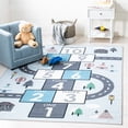 thumbnail image 5 of SAFAVIEH Kids Playhouse City Hopscotch Machine Washable Area Rug, Grey/Blue, 6'7" x 6'7" Round, 5 of 5
