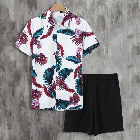 Vedolay Workout Short Set Men's 2 Piece Summer Outfits Fashion Casual Shorts Tracksuit Set,White XL