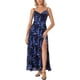 thumbnail image 1 of Vestido Maxi Elegante de Flores para Mujer con Nudo en el Frente y Escote Corazón, L Azul Marino, 1 of 6