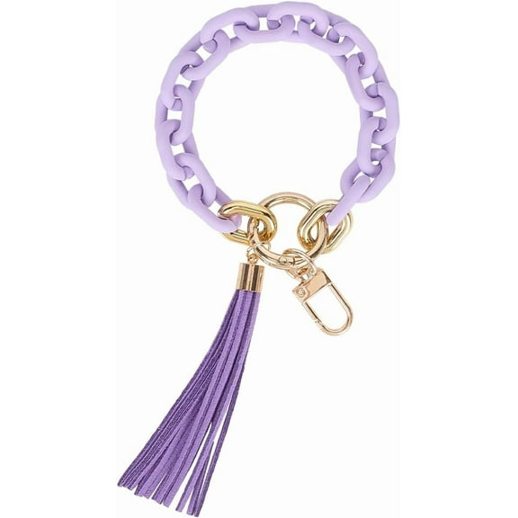 Chain Link Wristlet Keychain Chunky Wrist Key Chain Pink Acrylic 3.15" Boho Lanyard Bracelet Keyring Charm