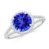 ANGARA Natural 1.8 ct Tanzanite Twist Rope Split Shank Ring in 925 Sterling Silver for Women (Size-8mm) | December Birthstone, Birthday, Anniversary, Jewelry Gift for Women | Natural Tanzanite Ring