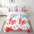 thumbnail image 2 of Feelyou Christmas Party Bedding Comforter Set 7pcs, Red Flower Floral King Bedding Sets, Cartoon Stars Print Reversible Bed Sheets, Super Cozy Room Decor, 2 of 7