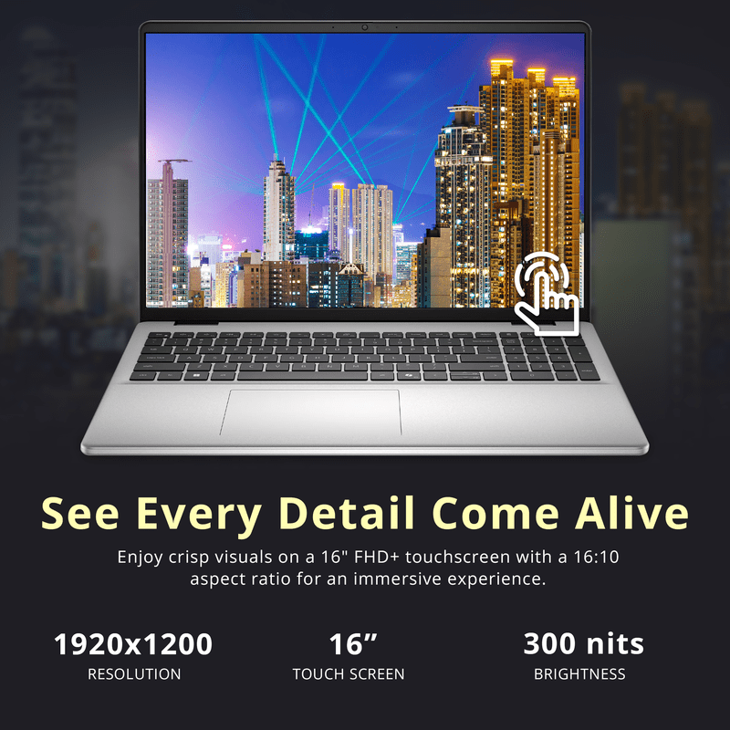 Dell 16" FHD+ Touch Laptop,Intel Core 7 150U,64GB DDR5,2.28TB Storage（2TB SSD+288GB Docking Station Set),Backlit Keyboard,Fingerprint,Win 11 Pro,Silver