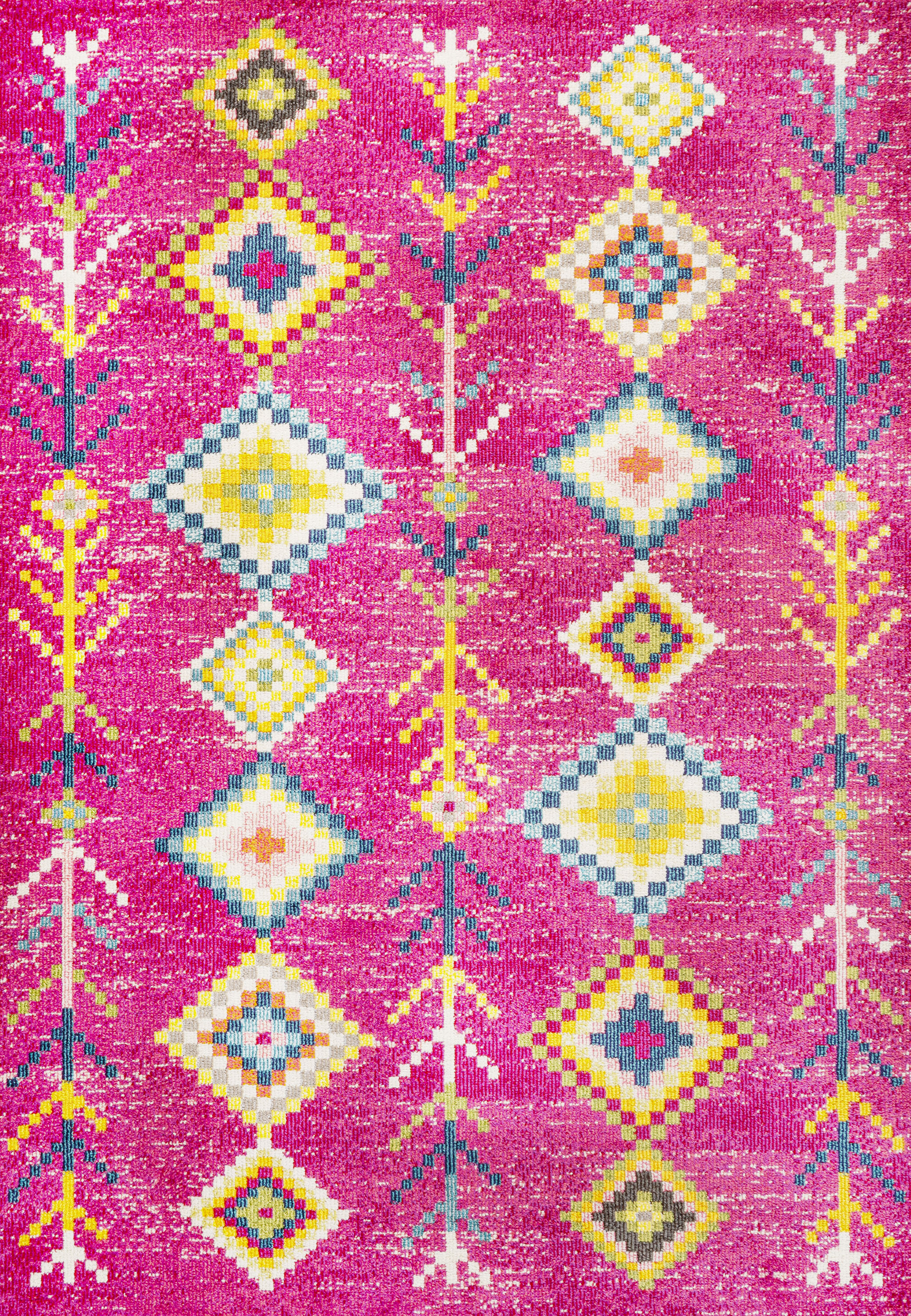 JONATHAN Y MOROCCAN HYPE 4 x 6 Area Rug, Tribal Love Geometric - Pink/Multi, MOH105B-4