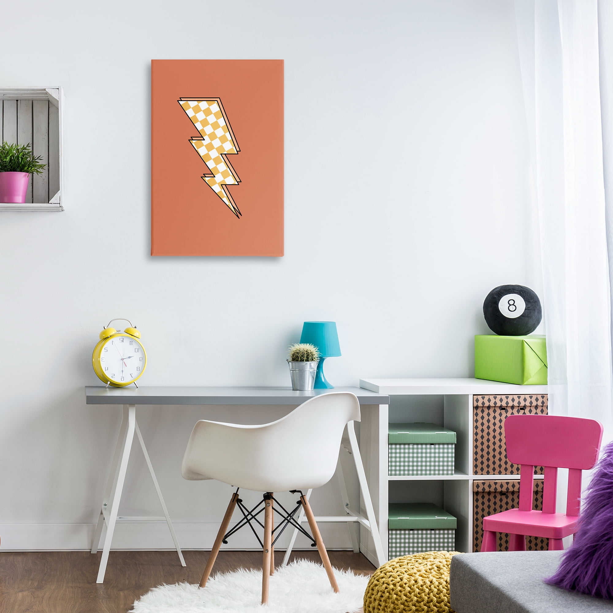 Stupell Industries Checking Lightning Bolt Abstract Painting Gallery Wrapped Canvas Art Print Wall Art, 20 x 30