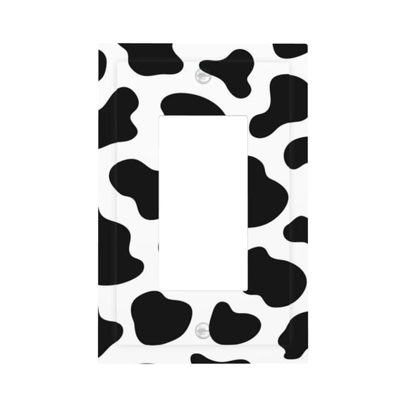 Black And White Cow Skin Print Single Gang Wall Plate 1 Gang Decorative Electrical Outlet Light Switch Cover Switchplate