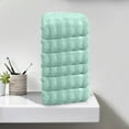 thumbnail image 5 of Juego de 6 toallas de baño de algodón suave, 29.5x13.7 pulgadas, toallas faciales y de mano absorbentes de secado rápido para adultos, mezcla gruesa de poliéster afelpado, baja muda, 4 colores con, 5 of 5