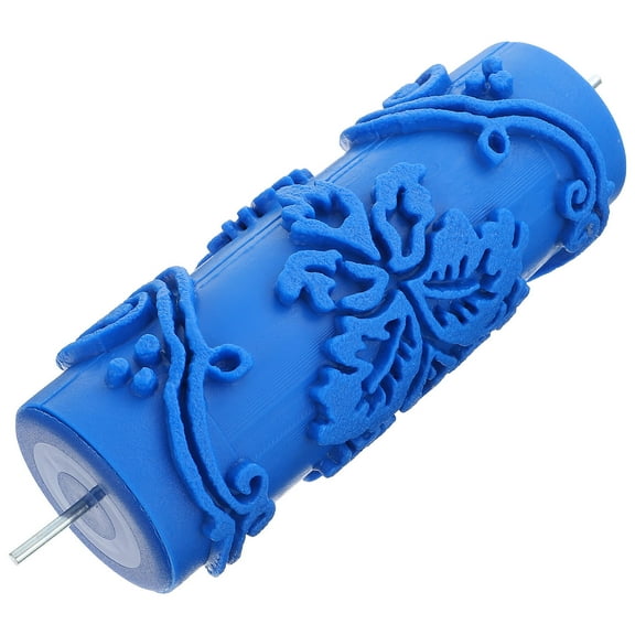FONDOTIN 5inch DIY Wall Decoration Empaistic Flower Pattern Paint Roller Painting Roller (Blue)